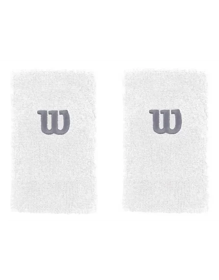 Wilson Extra Wide Wristband Biale (2 szt.) - frotki na nadgarstki