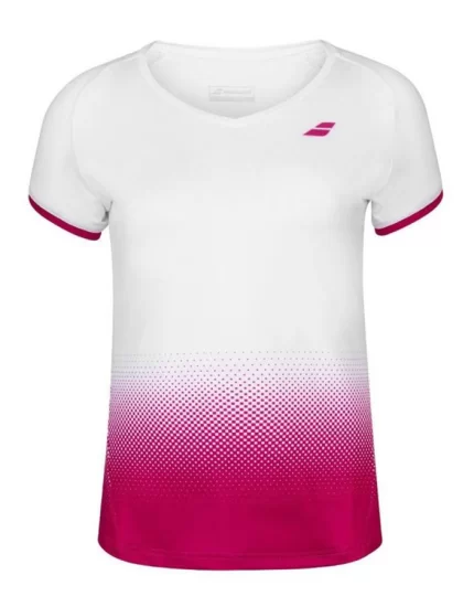 Babolat Compete Cap Sleeve Top Girl Biało Czerwona - koszulka tenisowa
