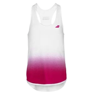 Babolat Compete Tank Top Girl White Vivacious Red - top tenisowy
