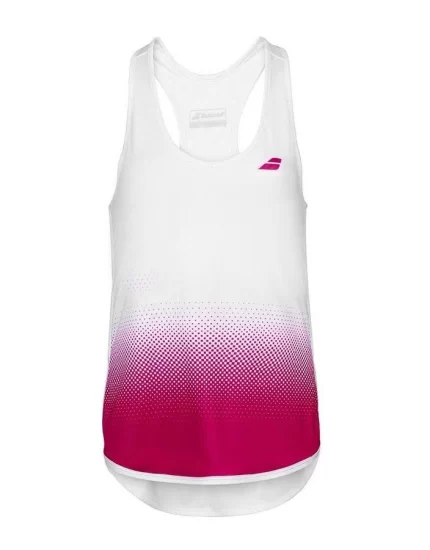 Babolat Compete Tank Top Girl White Vivacious Red - top tenisowy