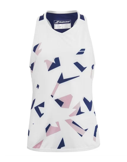 Babolat Compete Tank Top Girl White Estate Blue - top tenisowy