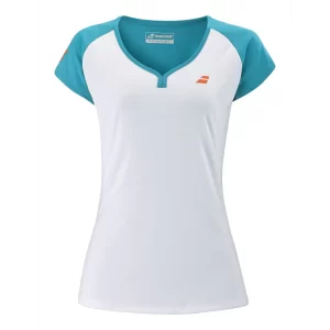 Babolat Play Cap Sleeve Top Girl Biało Zielona - koszulka tenisowa