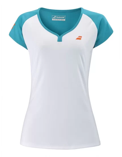 Babolat Play Cap Sleeve Top Girl Biało Zielona - koszulka tenisowa