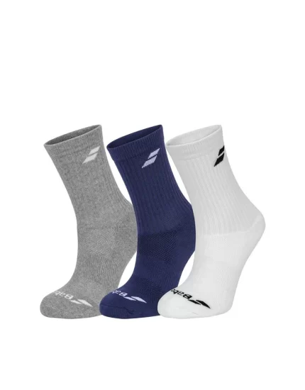 Babolat 3 Pairs Pack Socks Junior (3 pary) White Estate Blue Heather - skarpety tenisowe