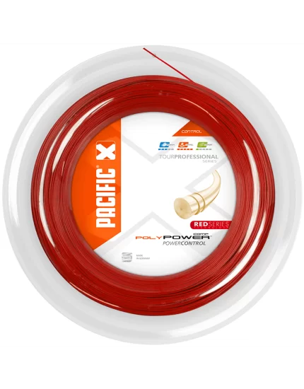 Pacific Poly Power Comp Czerwony 200m - naciąg tenisowy