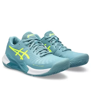 Asics Gel-Challenger 14 Clay Gris Blue Safety Yellow - damskie buty tenisowe