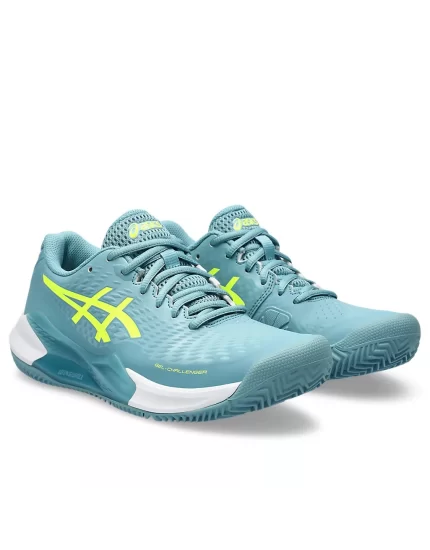 Asics Gel-Challenger 14 Clay Gris Blue Safety Yellow - damskie buty tenisowe