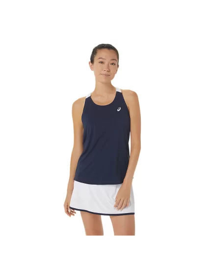 Asics Women Court Tank Midnight Brilliant White - damska koszulka tenisowa