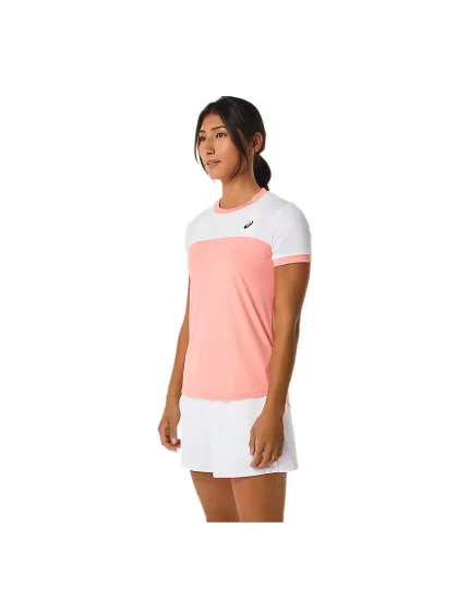 Asics Women Court SS Top Guava Brilliant White - damska koszulka tenisowa